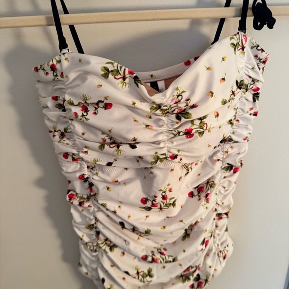 J.Crew Ruched Removable Straps Strawberry Print Swimsuit - Picture 6 of 9